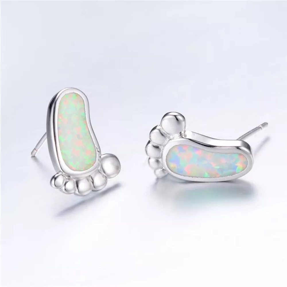 Elegant Silver Opal Earrings